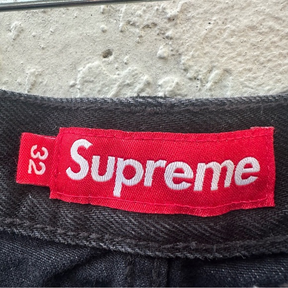 SUPREME Shorts Men 32 Denim Jeans Jorts Logo Streetwear Black - Picture 9 of 12